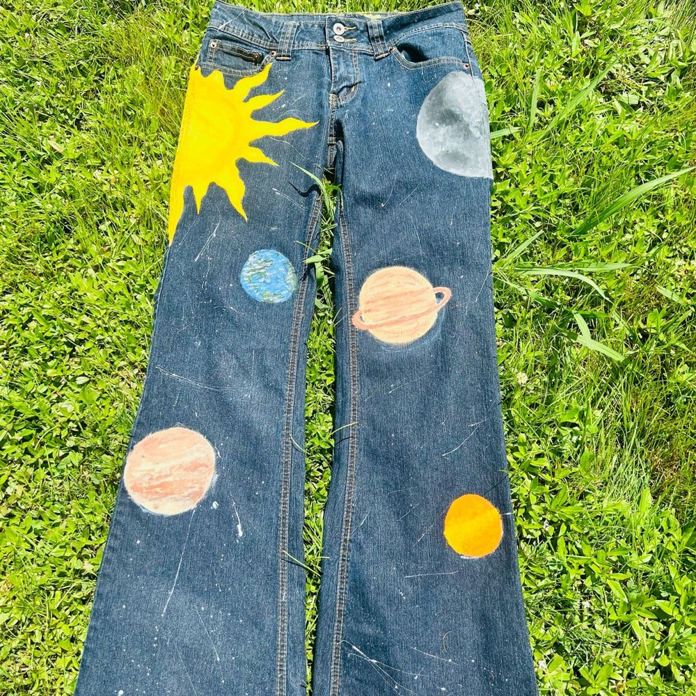 Hand-Painted Solar System Jeans